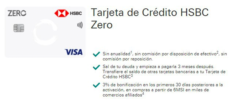 tarjeta hsbc zero